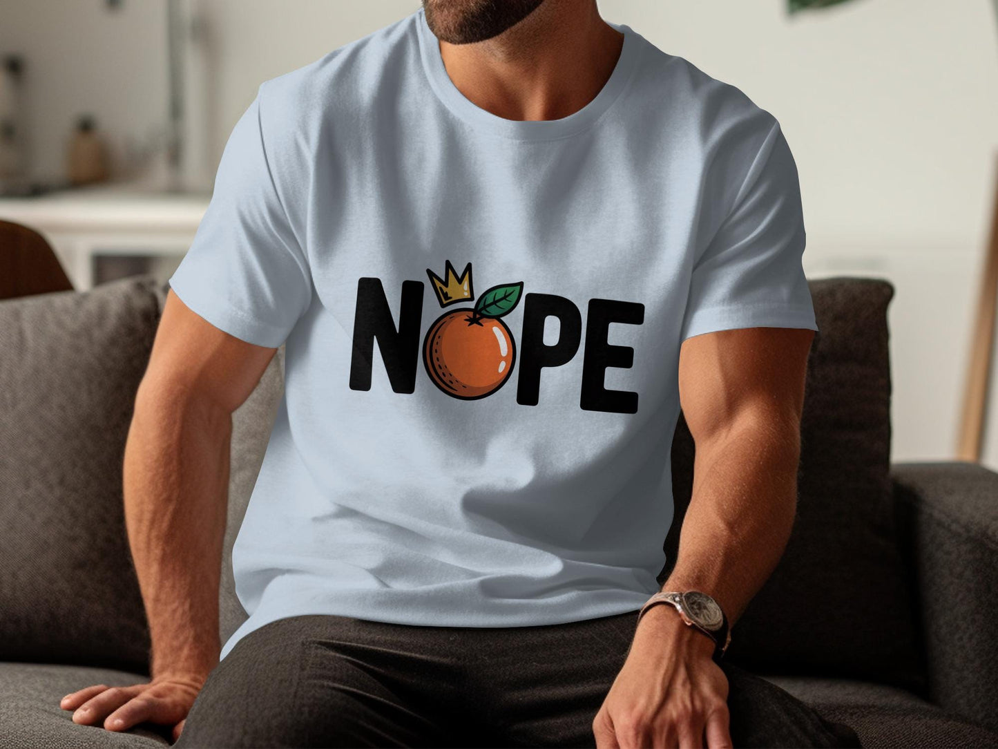 Funny Nope T-Shirt, Peach Graphic Tee, Humorous Casual Shirt, Trendy Summer Top, Comfy Cotton Tee, Gift for Him, Cool Graphic Shirt