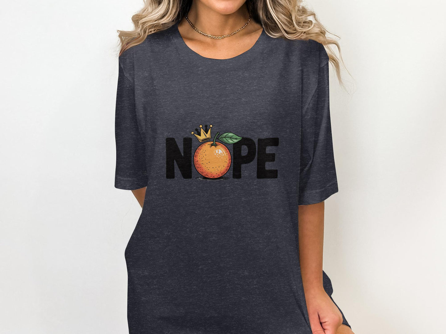 Nope Graphic Tee, Funny Orange T-Shirt, Cute Fruit Shirt, Humor Graphic Tee, Casual Wear, Trendy Summer Shirt, Women's Outfit