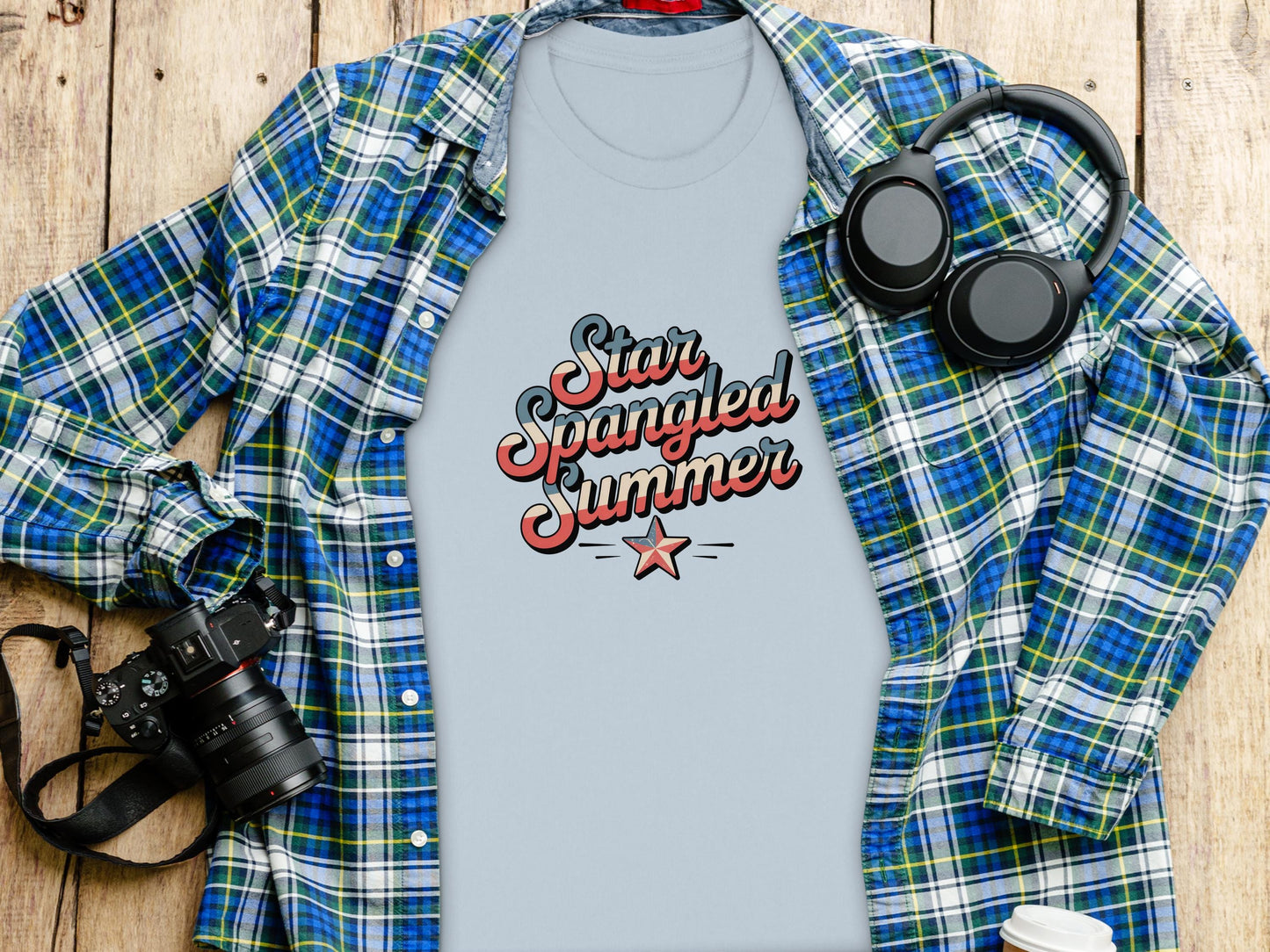 Star Spangled Summer Shirt, Patriotic Summer Tee, 4th of July Outfit, American Pride Shirt, Independence Day Apparel, Summer Fashion