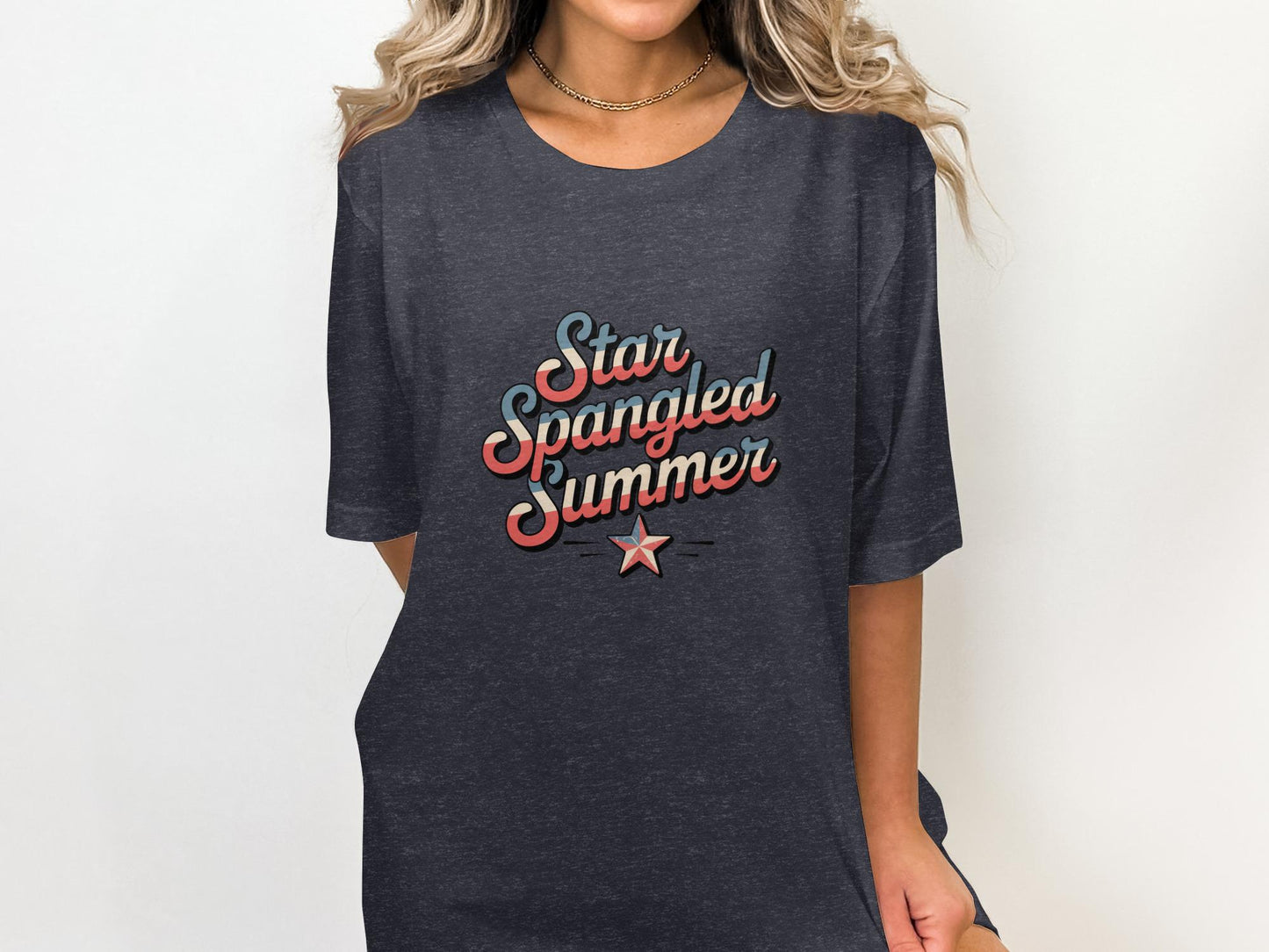Star Spangled Summer T-Shirt, Patriotic Graphic Tee, 4th of July Shirt, Independence Day Top, Womens USA America Summer Outfit