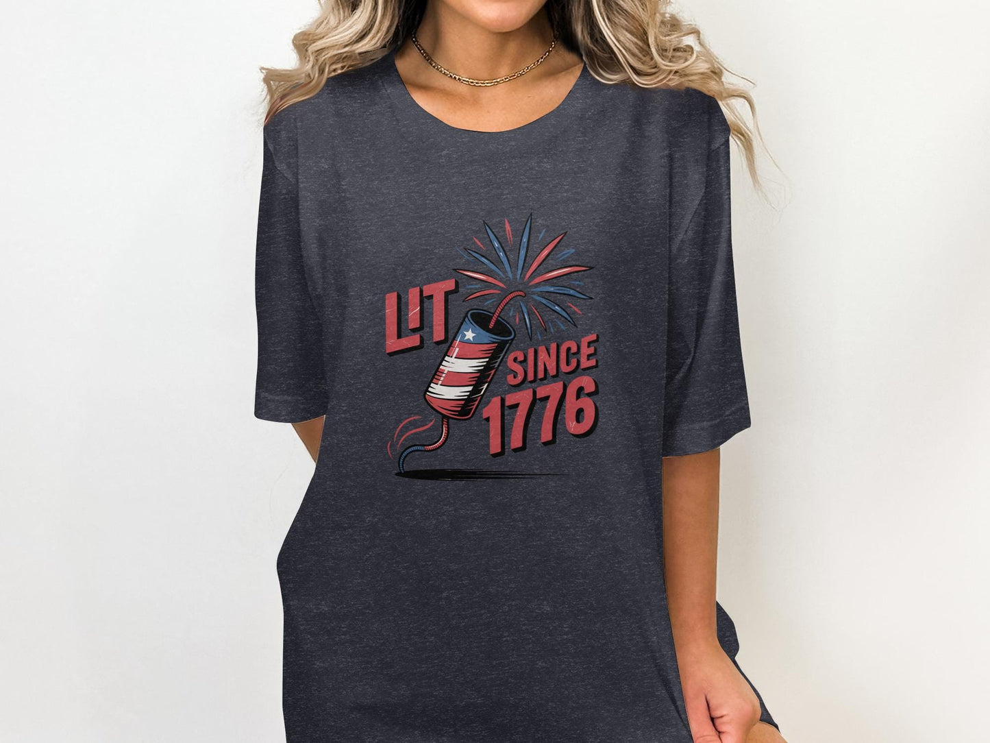 Patriotic T-Shirt, Lit Since 1776 Graphic Tee, Independence Day Shirt, Fourth of July Celebration, USA Pride Apparel
