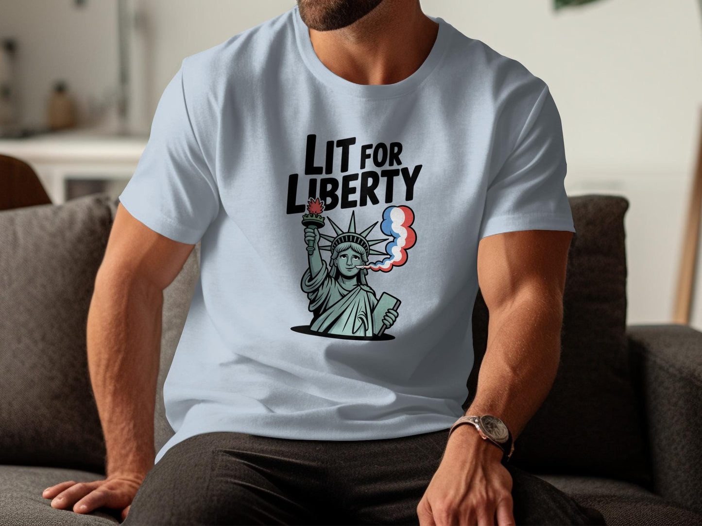 Lit for Liberty Shirt, Statue of Liberty Graphic Tee, Retro Patriotic T-Shirt, Funny USA Shirt, 4th of July Gift Idea