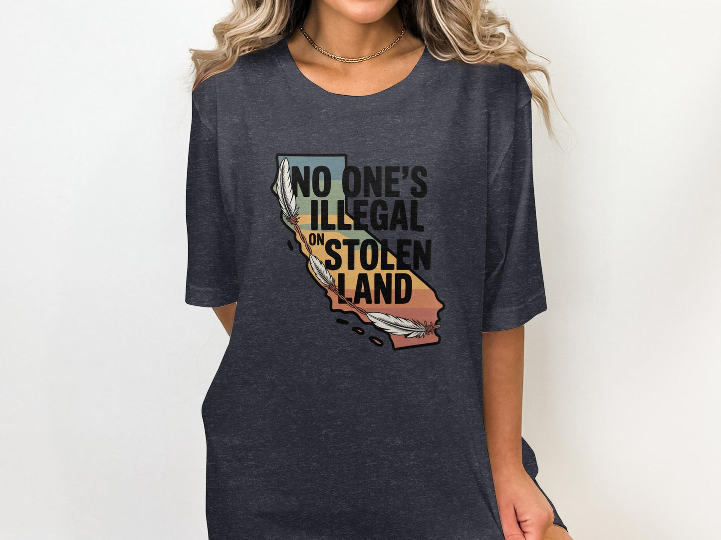 No Ones Illegal on Stolen Land Shirt, California Map Shirt, Activism Tee, Social Justice Shirt, Indigenous Rights Clothing