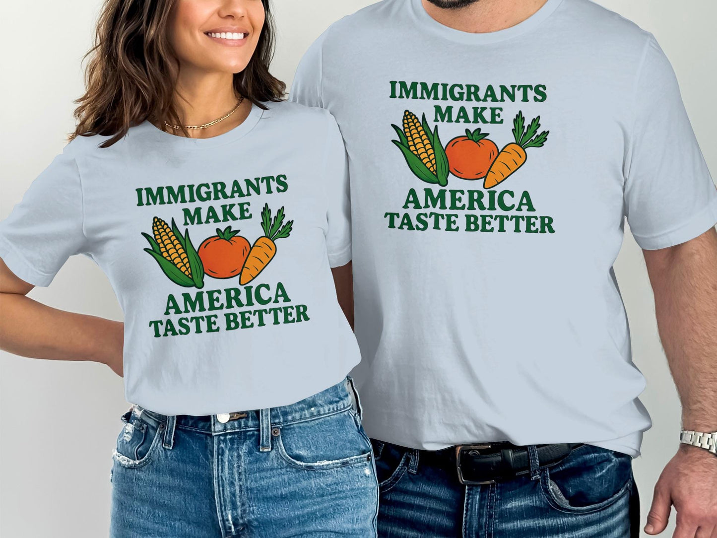 Immigrants Make America Taste Better Shirt, Funny Foodie T-Shirt, Cute Immigrant Support Tee, Summer Graphic Tee for Food Lovers