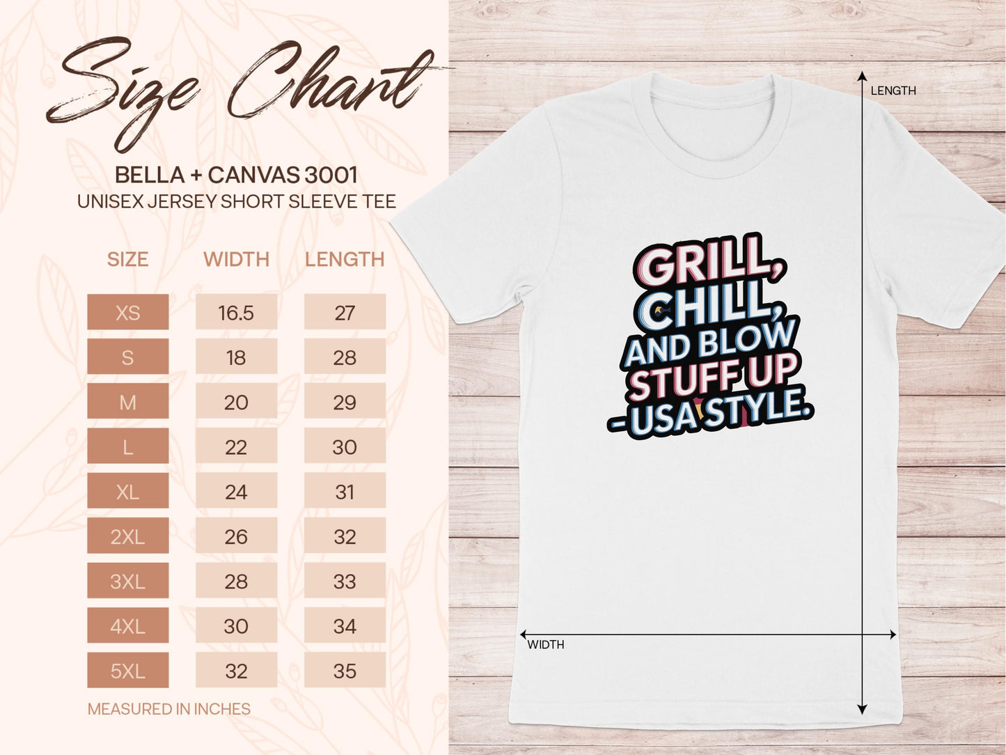 Grill Chill and Blow Stuff Up USA Style Unisex Jersey Short Sleeve Tee, Fun and Patriotic Graphic TShirt, Casual Summer Top