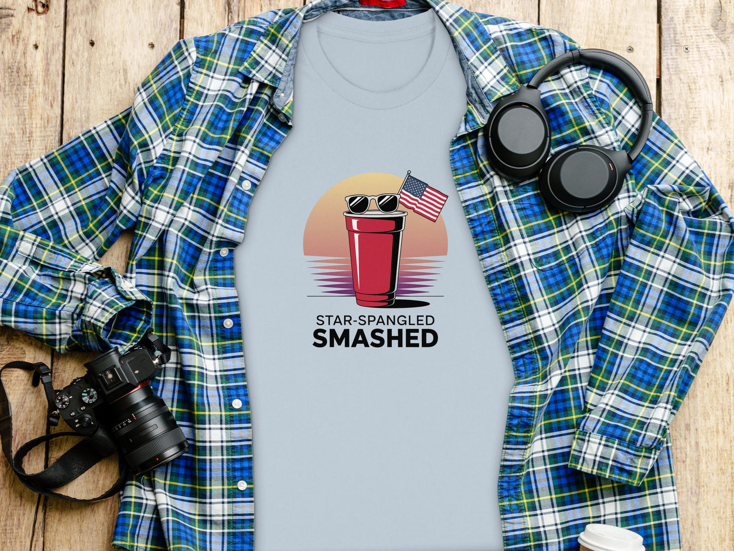 Star Spangled Smashed Graphic Tee, Patriotic Party Shirt, Funny American T-Shirt, Independence Day Outfit, USA Drinking Apparel