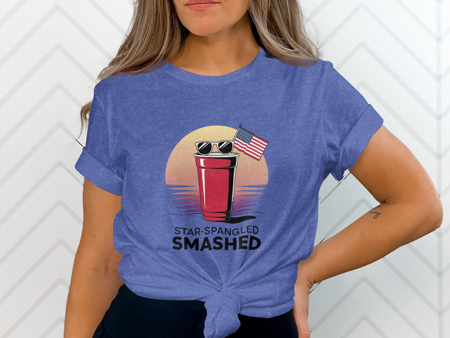 Star-Spangled Smashed T-Shirt, Funny 4th of July Shirt, Patriotic Party Tee, USA Independence Day Apparel, Celebration Top
