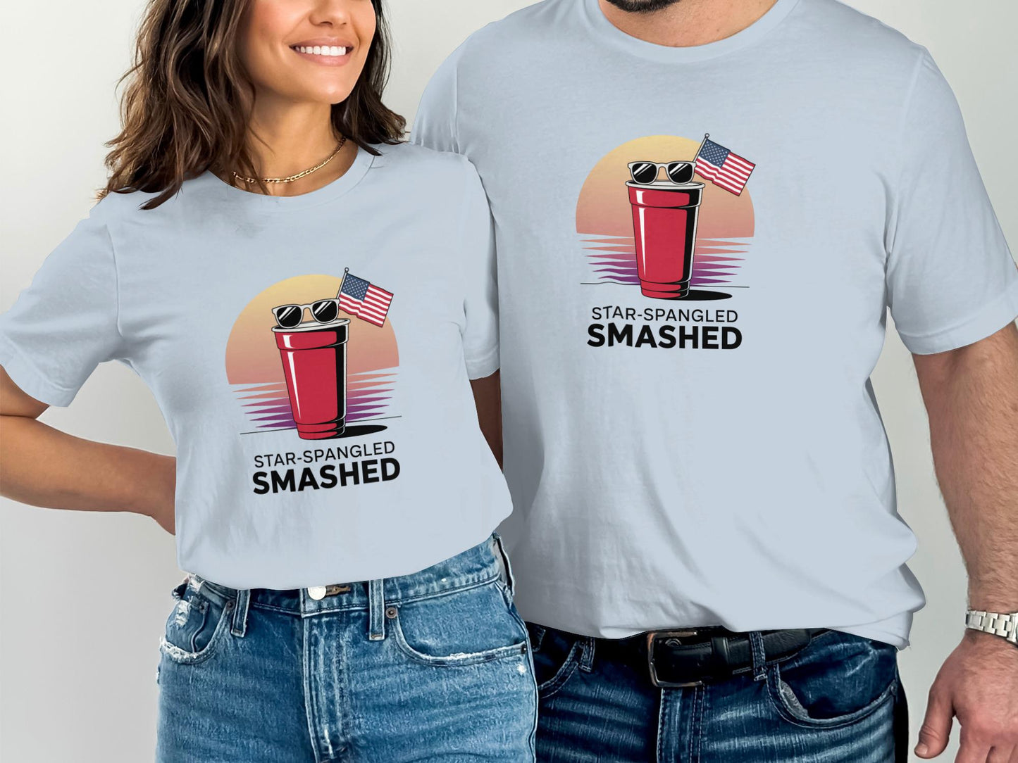 Star-Spangled Smashed T-Shirt, Funny 4th of July Shirt, Patriotic Red Solo Cup Tee, Independence Day Graphic Tee, USA Party Shirt