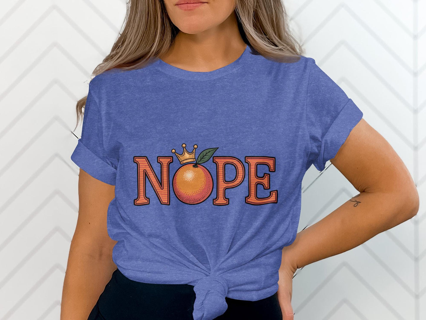 Cute Nope Shirt with Orange Graphic, Funny Statement Tee, Casual Graphic Tee, Trendy Nope Shirt, Fruit Graphic T-Shirt