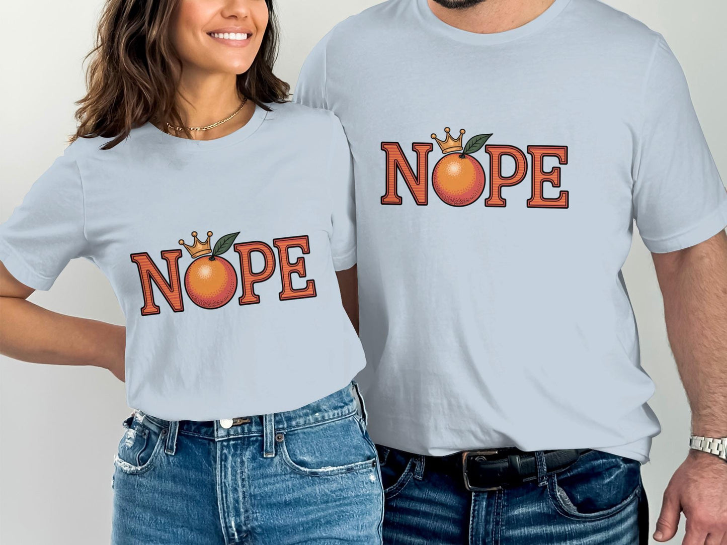 Nope Graphic Tee, Funny T-Shirt, Matching Couple Shirts, Cute Peach Design, Casual Unisex Top, Humorous Graphic Tee