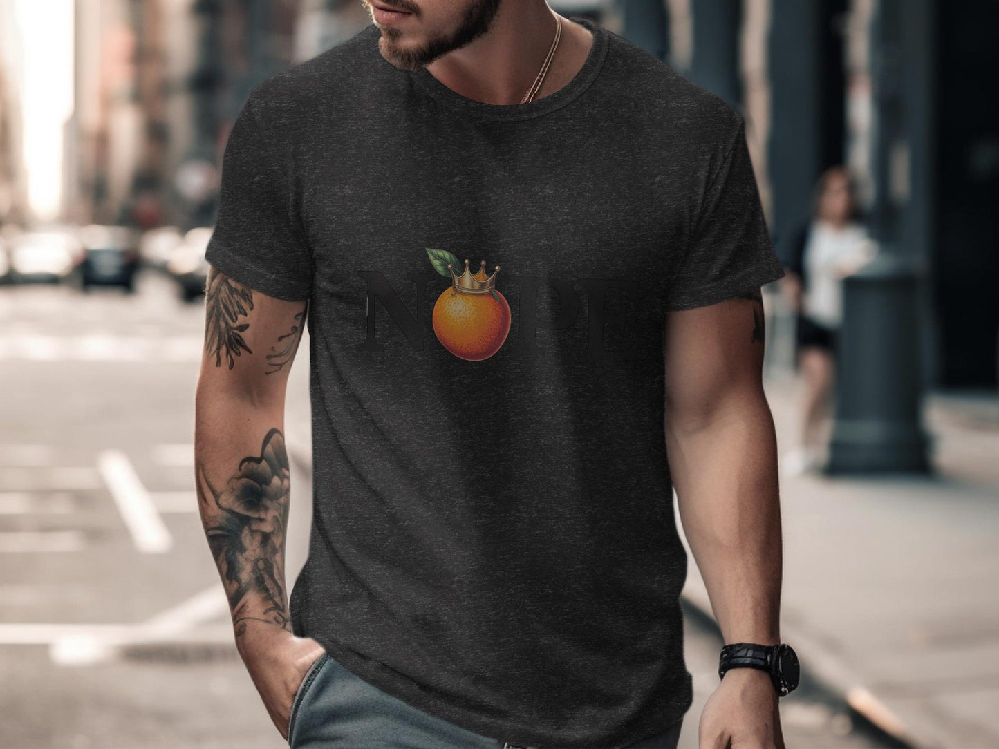 Orange Crown Graphic Tee, Trendy Urban Streetwear, Casual Men's Shirt, Unique Graphic T-shirt, Cool Summer Top, Stylish Men's Apparel