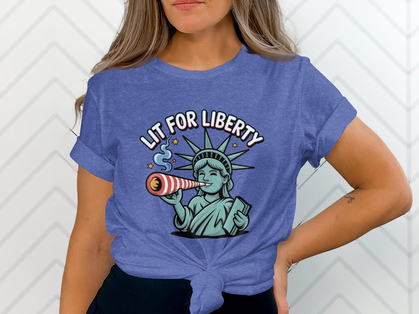 Lit For Liberty Shirt, Patriotic Graphic Tee, Funny 4th of July Shirt, Liberty Statue Party Top, Independence Day Outfit
