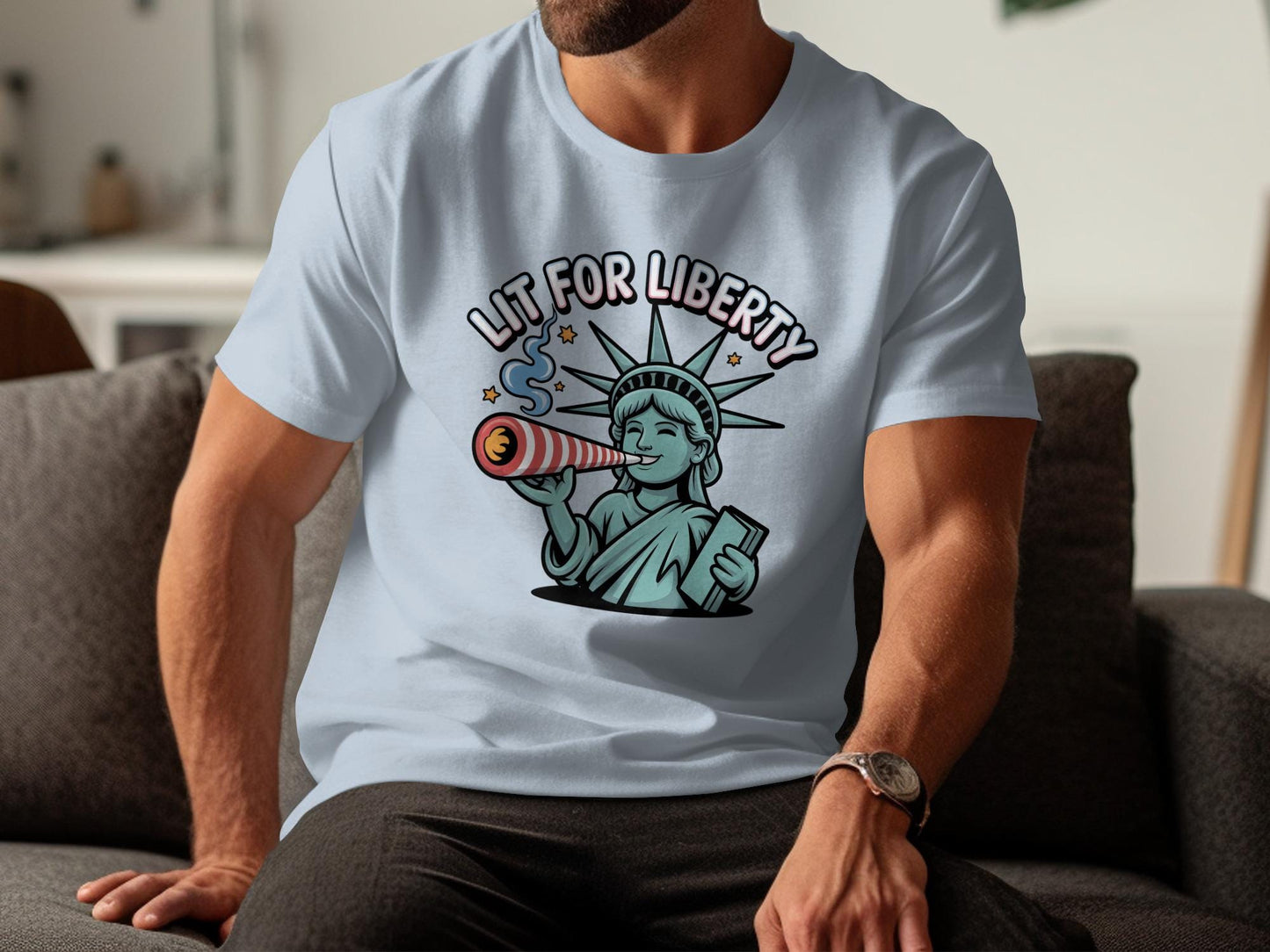 Funny Statue of Liberty T-Shirt, Lit for Liberty Shirt, Patriotic Graphic Tee, Independence Day Gift, Cool USA Pride T-Shirt