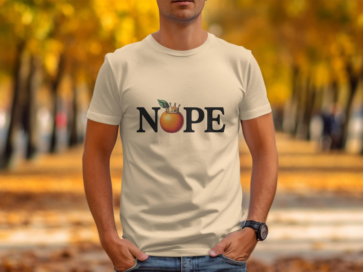 Funny Nope Shirt, Peach Graphic Tee, Humor T-Shirt, Casual Outfit, Unique Funny Apparel, Graphic Tee for Men, Gift Idea