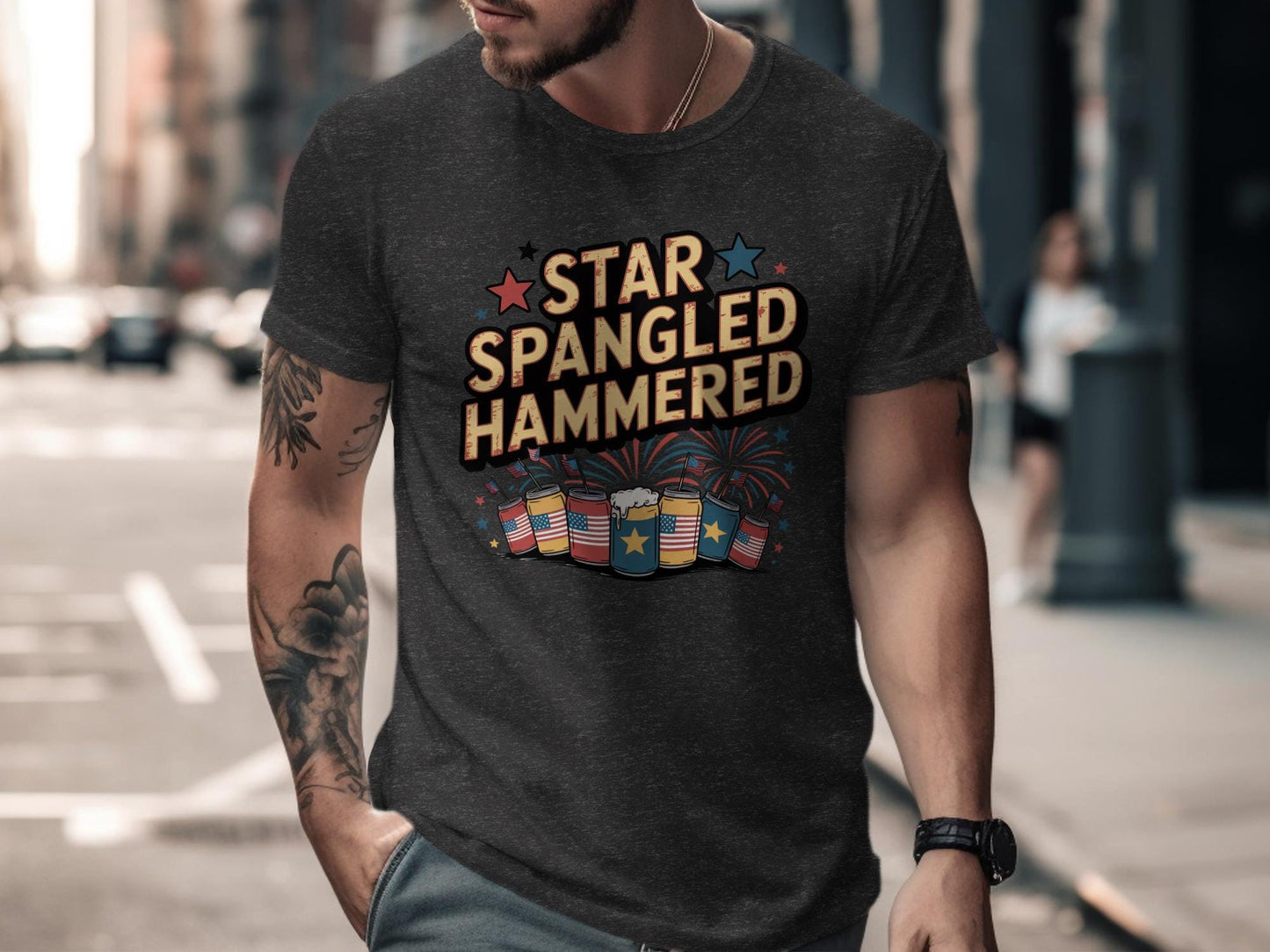 Star Spangled Hammered Shirt, Funny 4th of July T-Shirt, Patriotic Beer Party Tee, Independence Day Humor, USA Celebration Top