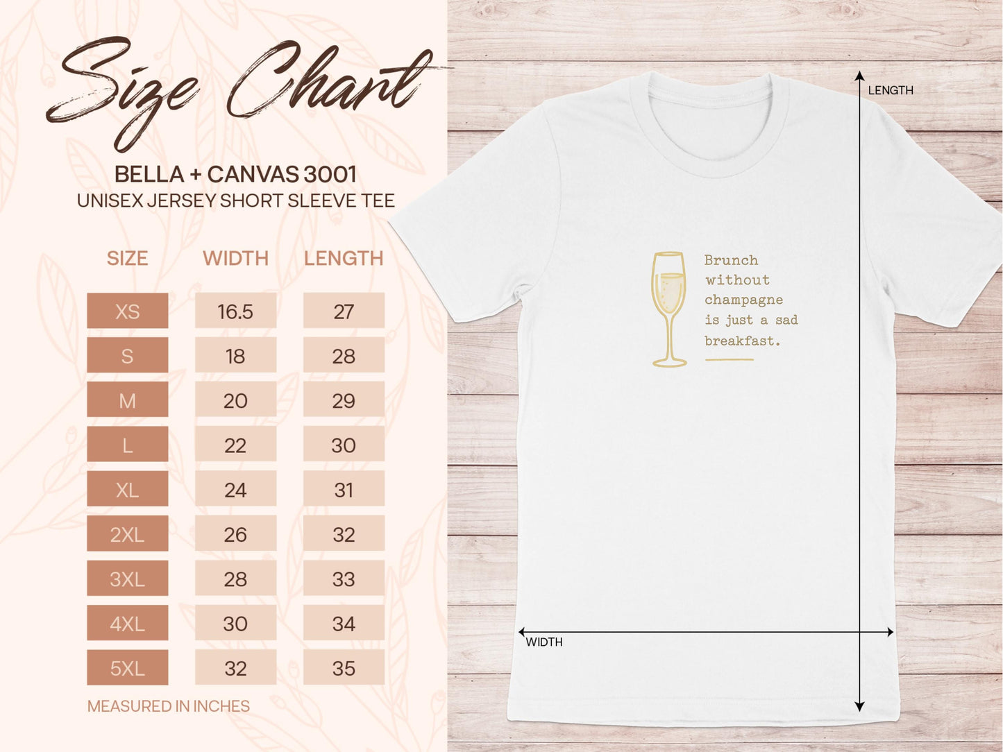 Brunch Shirt, Champagne Graphic Tee, Funny Breakfast T-Shirt, Unisex Jersey Tee, Bella Canvas 3001, Brunch Without Champagne Shirt