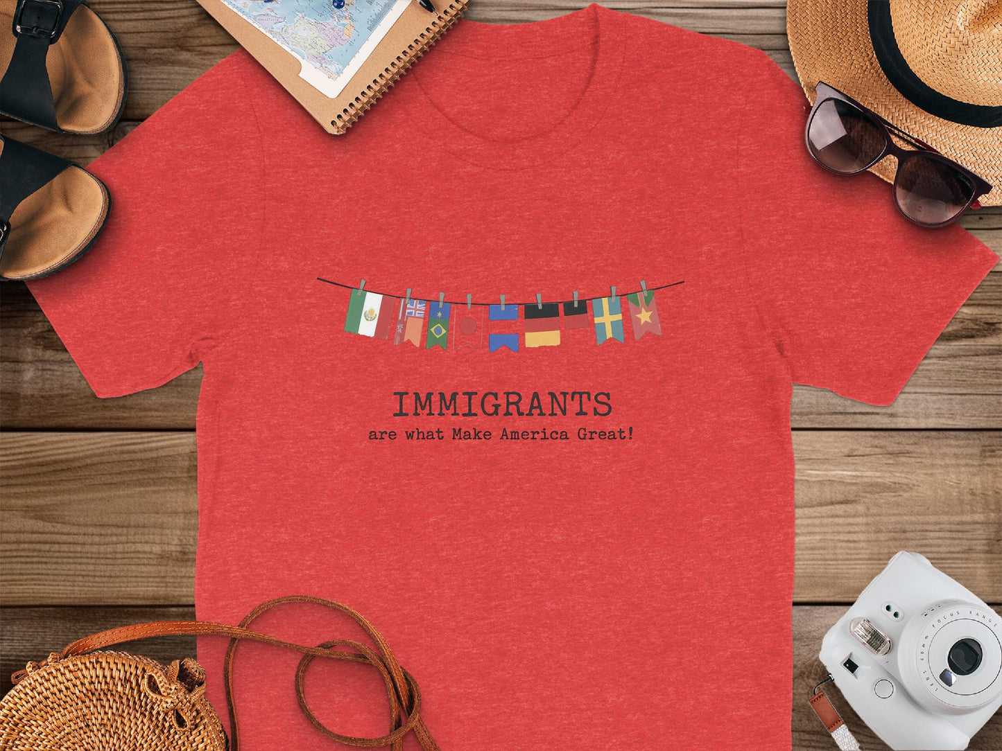 Immigrants Quote Shirt, Make America Great Shirt, Multinational Flags Tee, Inspirational Message, Supportive Immigrant Tshirt
