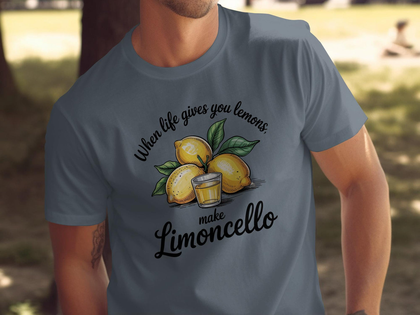 When life gives you lemons make limoncello shirt, funny lemon t shirt, witty graphic tee, humor quote shirt, novelty gift tee
