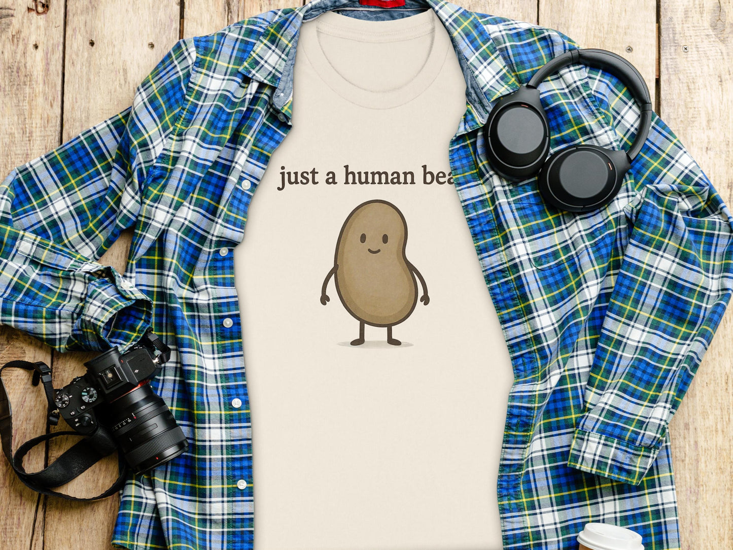 Funny human bean t-shirt, cute graphic tee, quirky gift, unisex humor shirt, casual wear, novelty clothing, unique design