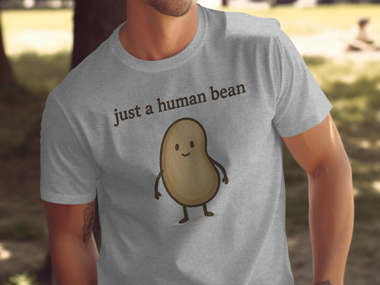 Funny Potato Shirt, Just a Human Bean Shirt, Cute Novelty Tee, Humor Graphic T-Shirt, Food Pun Shirt, Casual Unisex T-Shirt