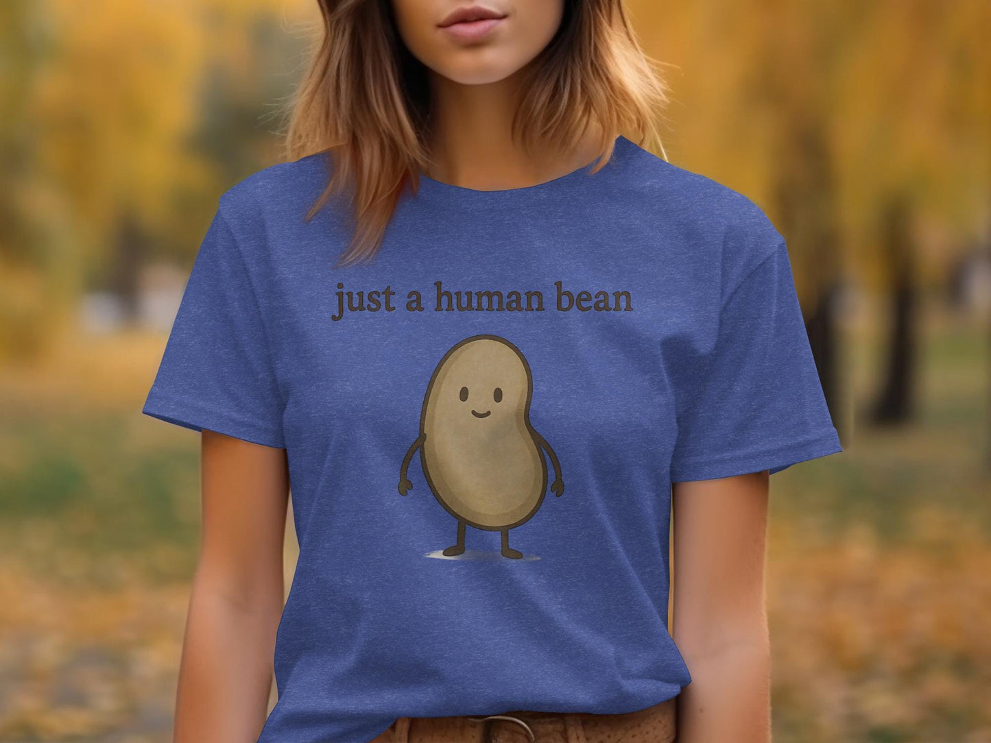 Just a human bean shirt, funny bean graphic tee, cute bean illustration, casual summer top, quirky saying t-shirt
