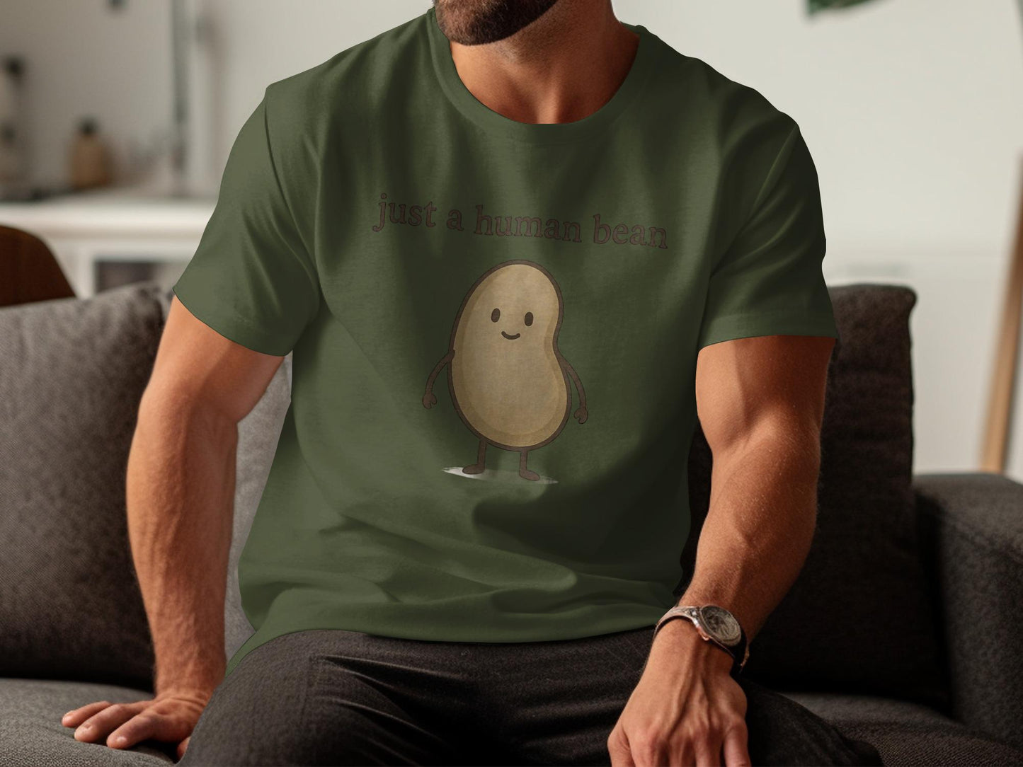 Funny Just a Human Bean T-Shirt, Cute Pun Graphic Tee, Humorous Casual Wear, Unique Gift Idea, Comfortable Unisex Shirt