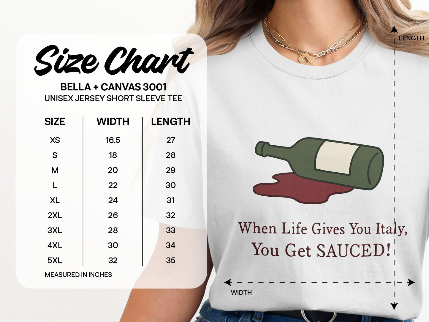 Wine Bottle Spill Tee, Funny Wine Lover Shirt, When Life Gives You Italy You Get Sauced, Unisex Jersey Short Sleeve T-Shirt, Gift Idea