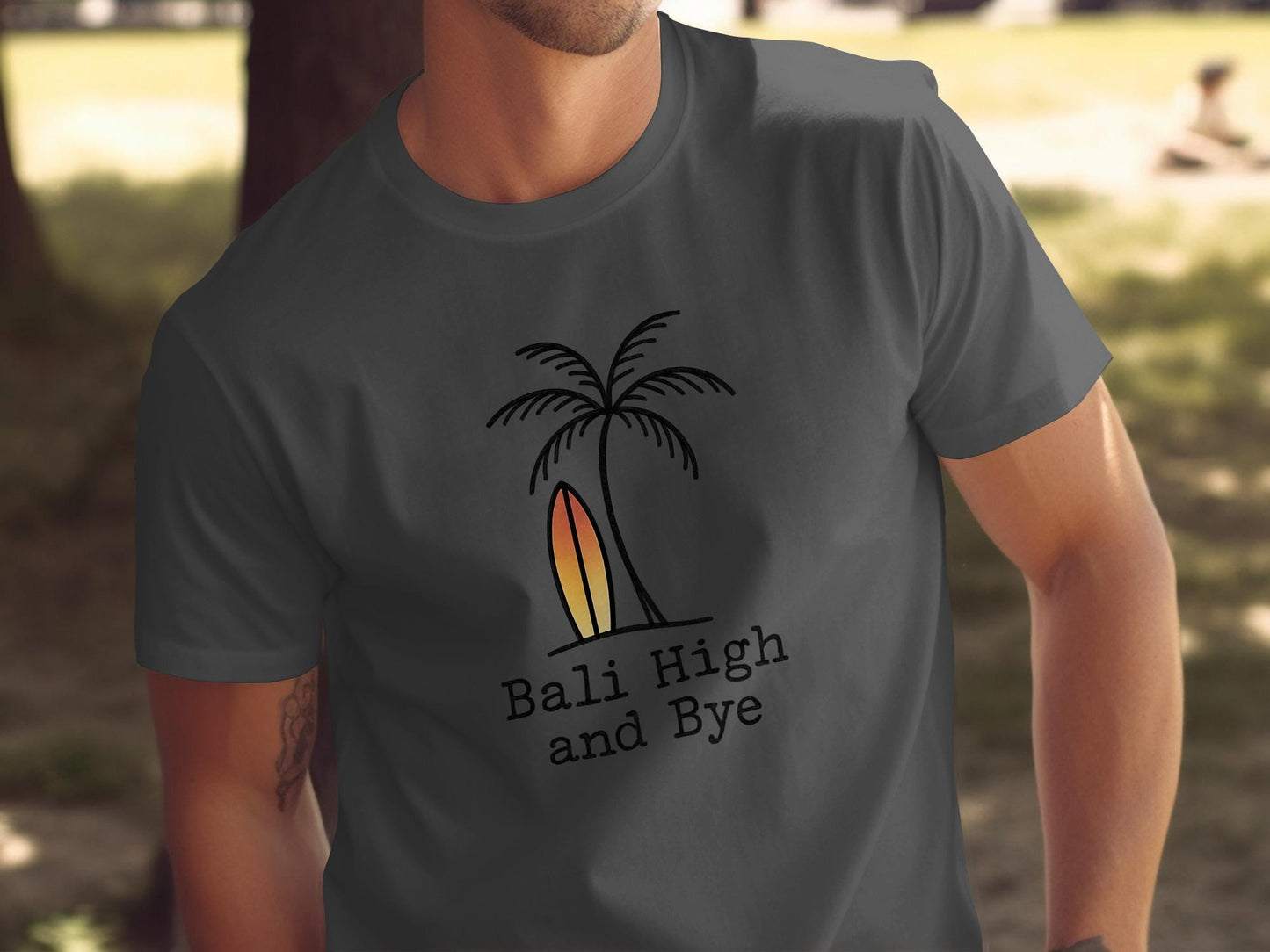 Bali High and Bye Shirt, Surfing T-Shirt, Palm Tree Graphic Tee, Casual Beach Wear, Men's Summer Shirt, Vacation Outfit