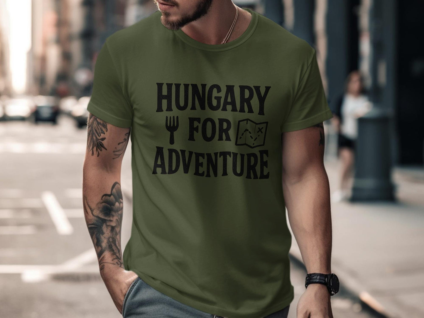 Hungary for Adventure T-Shirt, Travel Inspired Graphic Tee, Perfect Gift for Food Lovers, Funny Foodie Shirt, Adventure Seeker Top