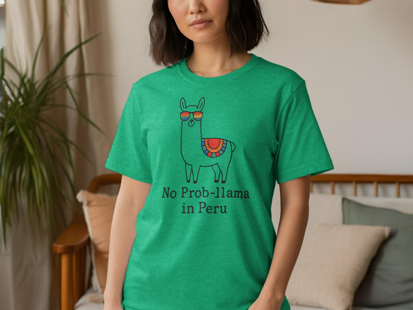 Funny Alpaca Shirt, No Prob-llama in Peru Tee, Cute Llama Graphic T-Shirt, Animal Shirt for Llama Lovers, Gift for Her Him