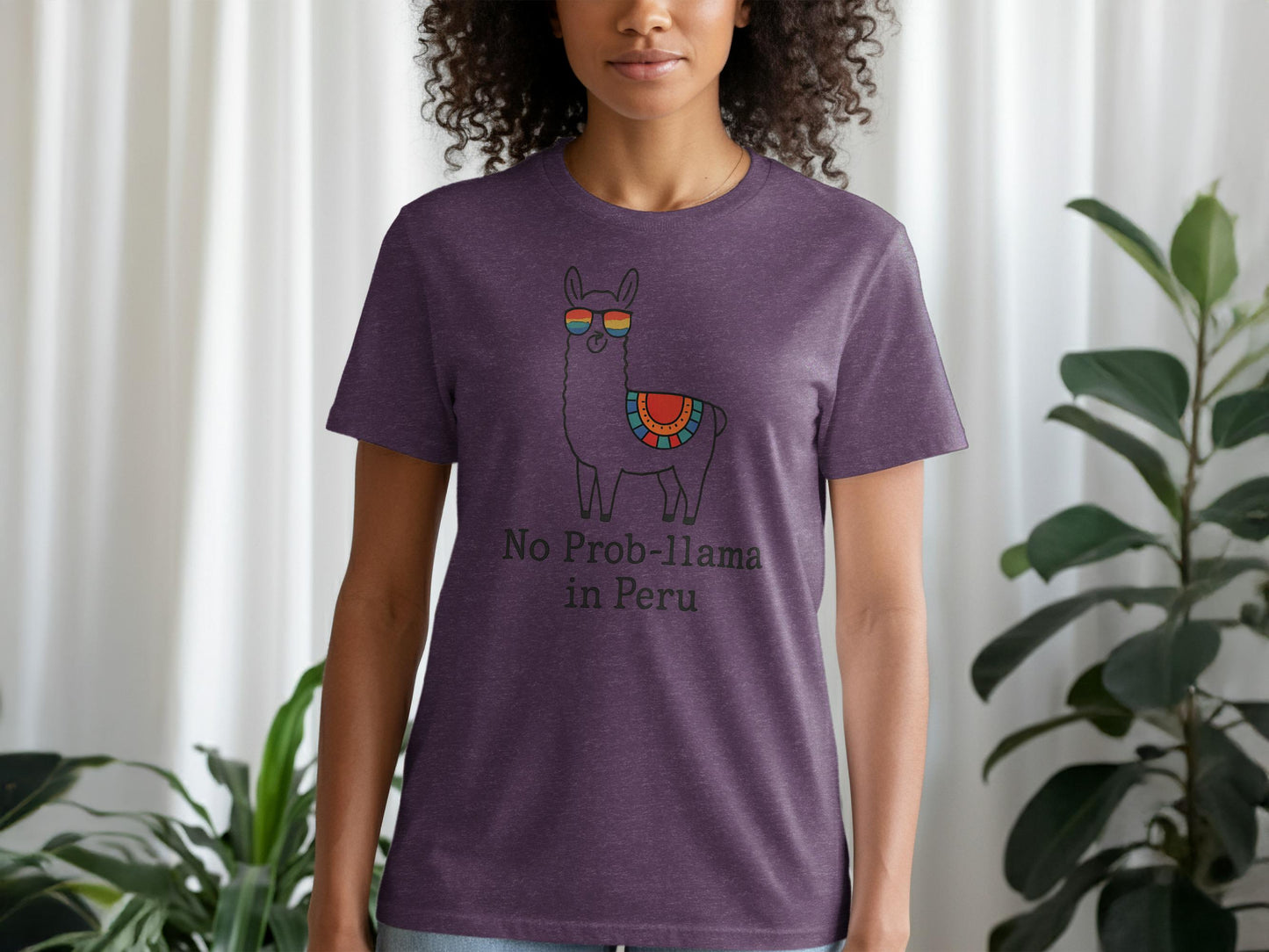 No Prob-llama in Peru shirt, Funny llama graphic tee, Cute llama t-shirt, Peru themed clothing, Llama humor casual wear