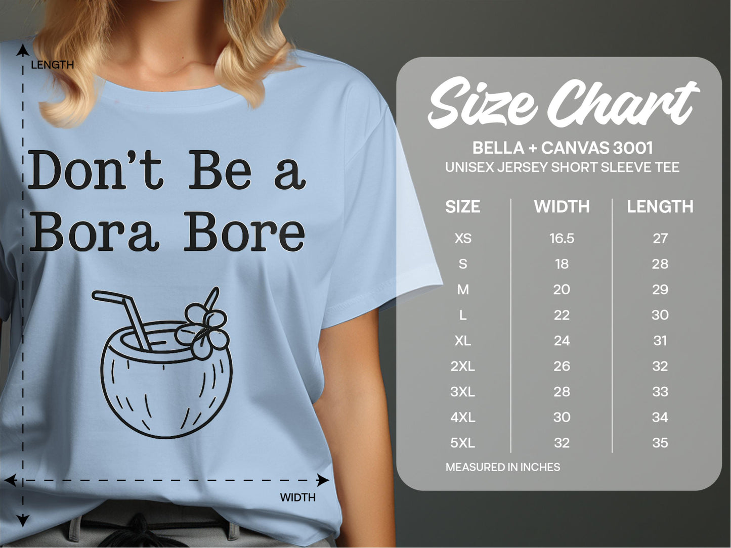 Don't Be a Bora Bore Funny T-Shirt, Cool Coconut Drink Design Tee, Quirky Shirt for Tropical Vibe, Unisex Graphic Tee