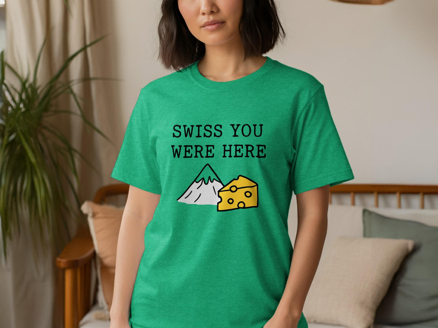 Swiss You Were Here T-Shirt, Funny Cheese and Mountain Graphic Tee, Cute Travel Souvenir Shirt, Unique Gift for Cheese Lovers