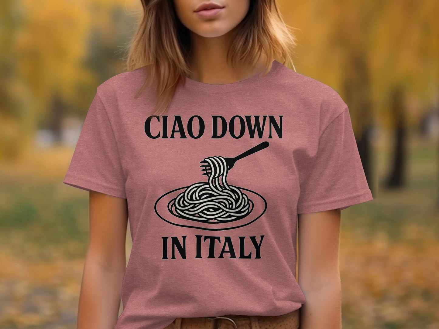 Ciao Down in Italy T-shirt, Funny Italy Shirt, Pasta Lover Tee, Italian Food Lover Shirt, Spaghetti Graphic Tee, Italy Travel Gift