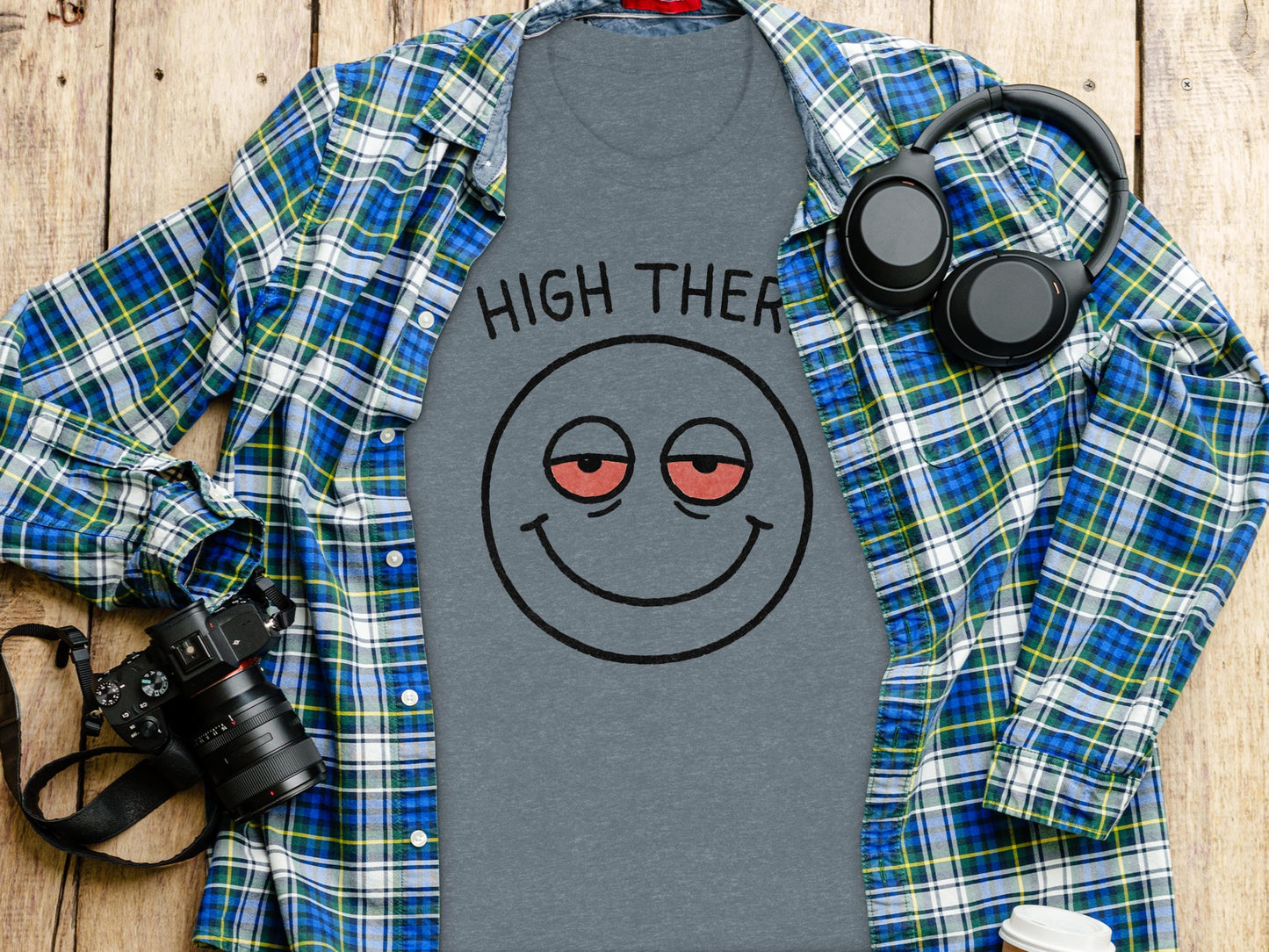 High There T-Shirt, Funny Smiley Face Shirt, Fun Graphic Tee, Casual Wear, Trendy Quote Shirt, Cool Gift Idea, Fun Casual Top