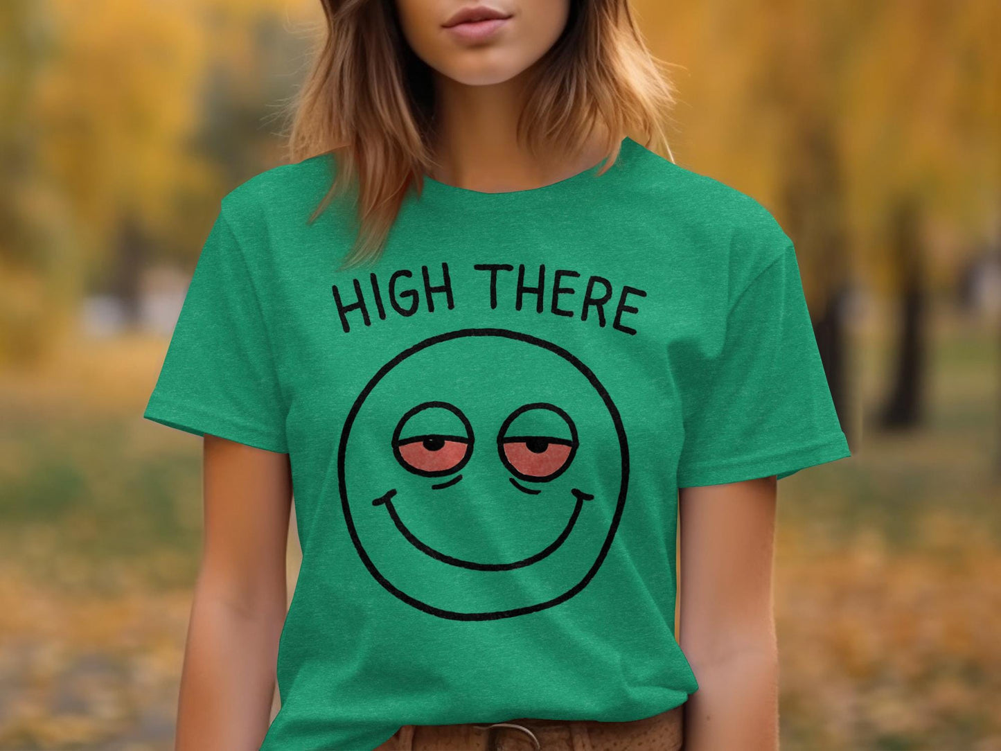 High There Funny T-Shirt, Smiley Face Graphic Tee, Cute Comfy Shirt, Casual Wear, Trendy Gift, Unisex Fashion