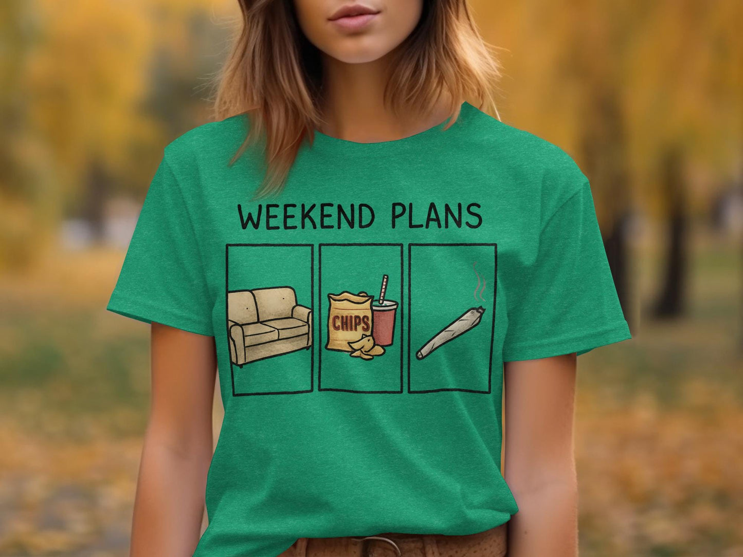 Weekend Plans T-Shirt, Funny Couch Potato Shirt, Chips and Relax Tee, Humorous Graphic Tee, Casual Wear, Gift for Friends