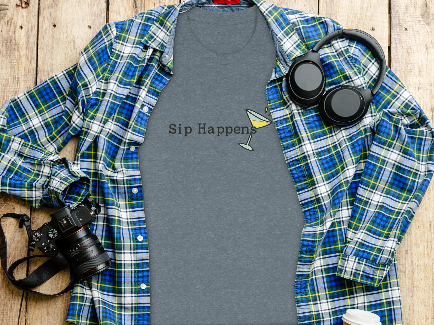 Sip Happens Shirt, Funny Drinking Tee, Martini Glass Graphic, Humorous Casual Wear, Perfect Gift for Drink Lovers, Unisex Top