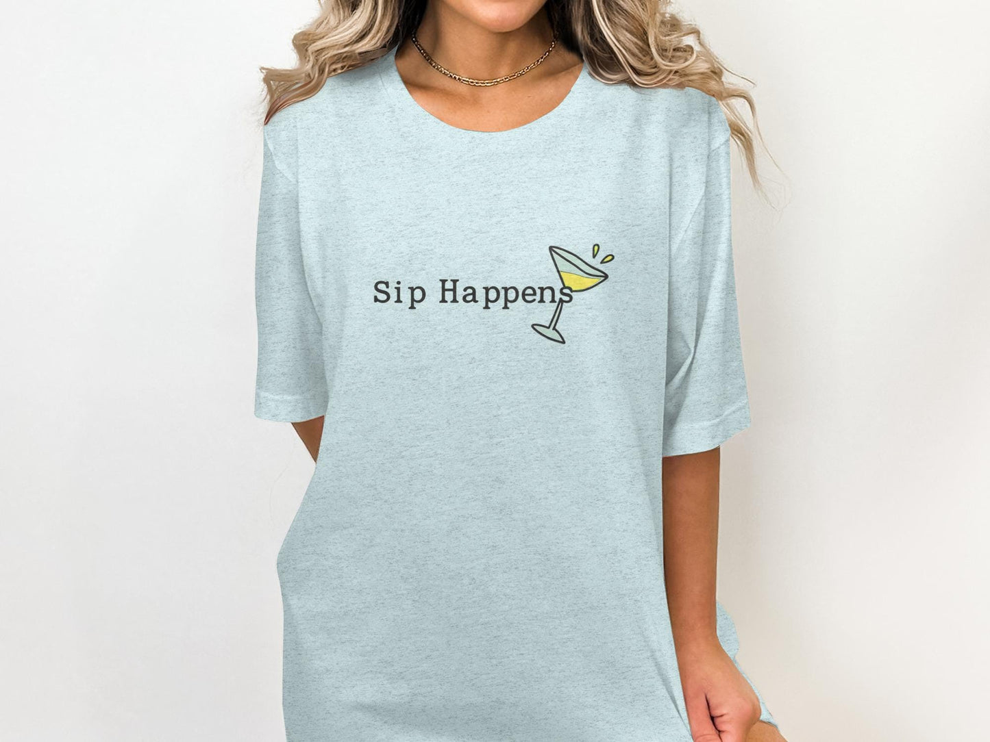 Sip Happens Graphic Tee, Funny Cocktail T-Shirt, Cute Drinking Shirt, Trendy Party Top, Casual Humor Shirt, Summer Outfit Idea