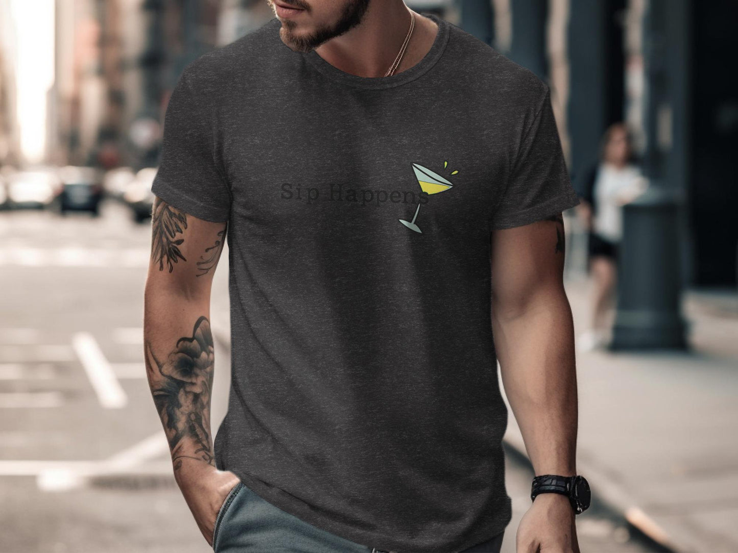 Sip Happens T-Shirt, Funny Cocktail Shirt, Drink Humor Tee, Graphic Casual Unisex Top, Party Outfit, Novelty Gift Idea, Trendy Apparel