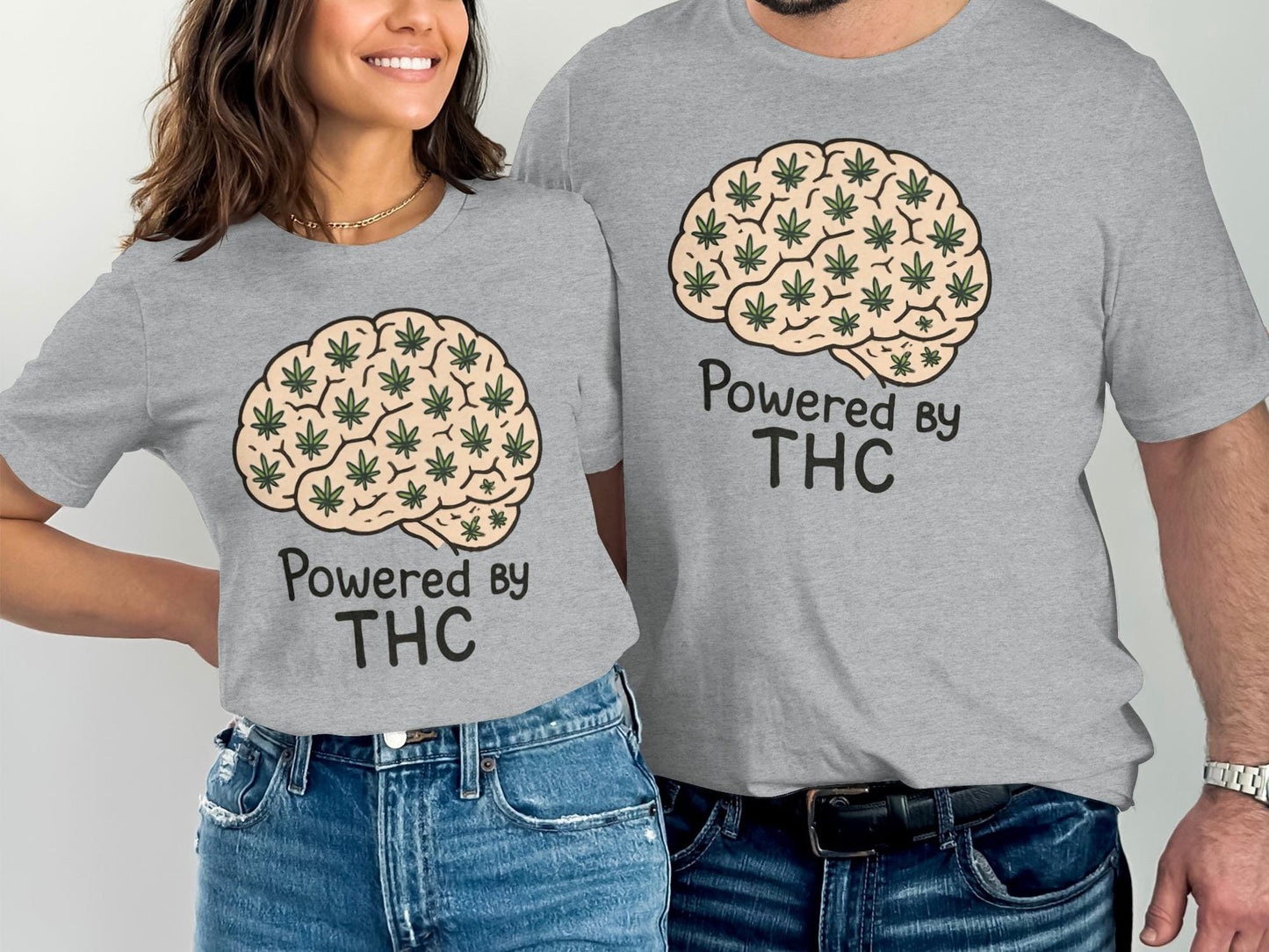 Powered by THC T-shirt, Matching Couples Shirt, Weed Lovers Shirt, Funny Marijuana Shirt, Cannabis Enthusiast Gift, Hemp Shirt