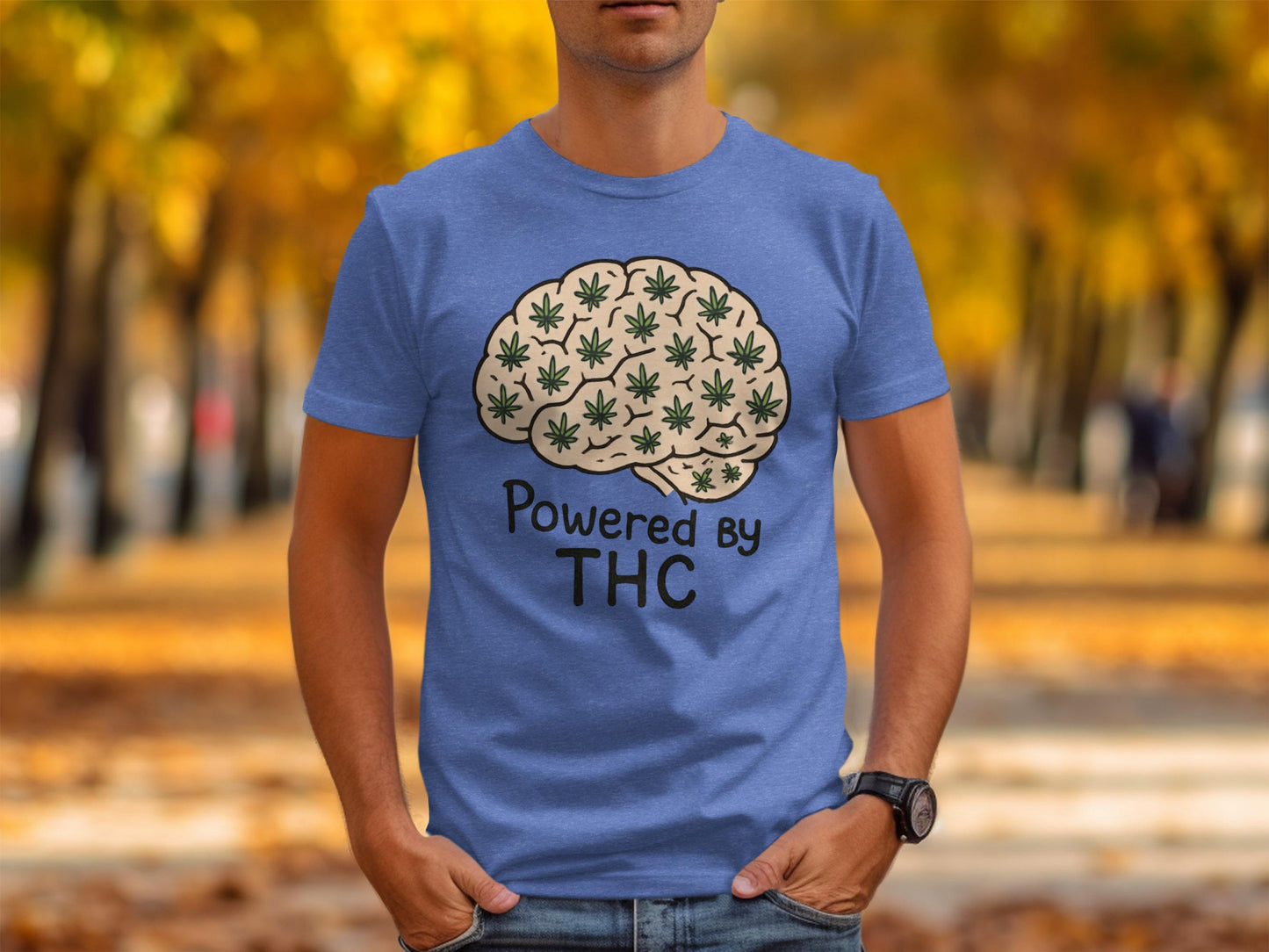 Powered by THC t shirt, funny weed shirt, cannabis lover gift, stoner humor tee, marijuana enthusiast outfit, novelty graphic tee