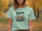 Cheers Beer T-Shirt, Funny Drinking Shirt, Cheers Graphic Tee, Humorous Beer Shirt, Celebration Outfit, Adult Party Tee