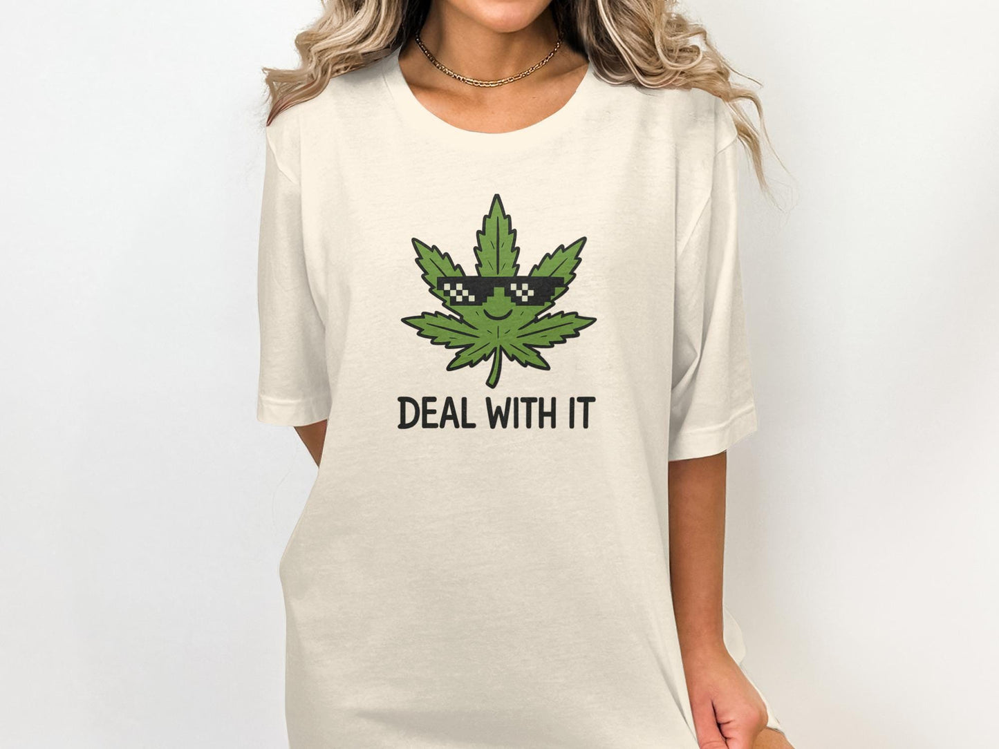 Deal with It T-Shirt, Funny Marijuana Tee, Cool Weed Shirt, Cannabis Graphic Tee, Deal with It Weed Shirt, Humorous Pot Tee