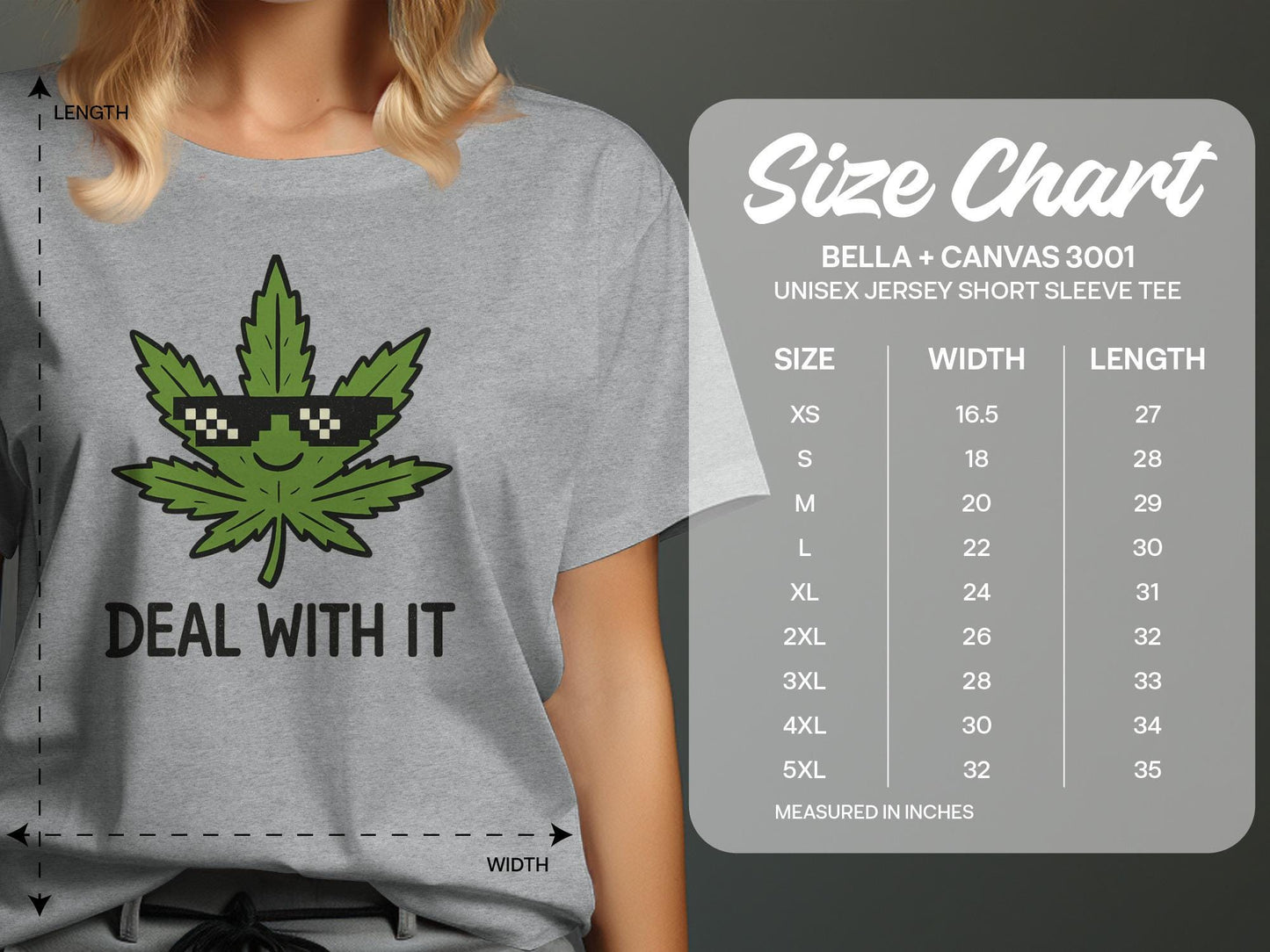 Deal With It Leaf Graphic Tee, Unisex Jersey Short Sleeve Shirt, Cool Casual Graphic T-Shirt, Funny Leaf Shirt, Relaxed Fit Tee