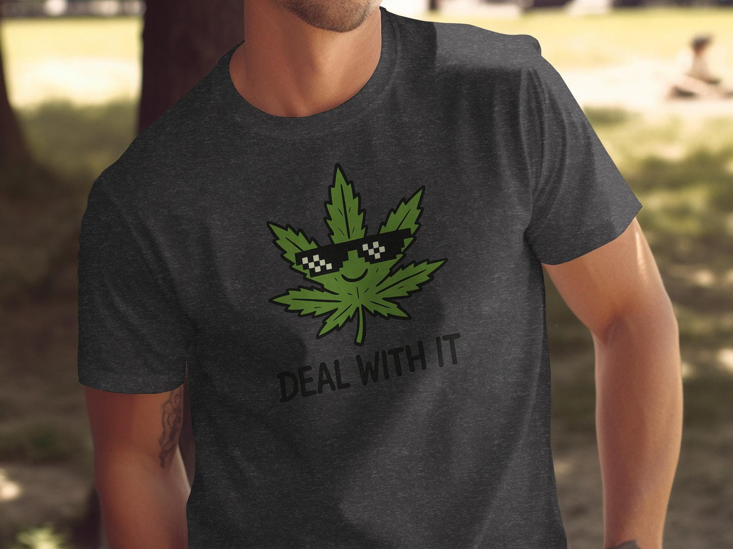 Deal With It T-Shirt, Cool Weed Leaf Shirt, Funny Marijuana Tee, Hipster Cannabis Top, Trendy Graphic Tee, Urban Outfit