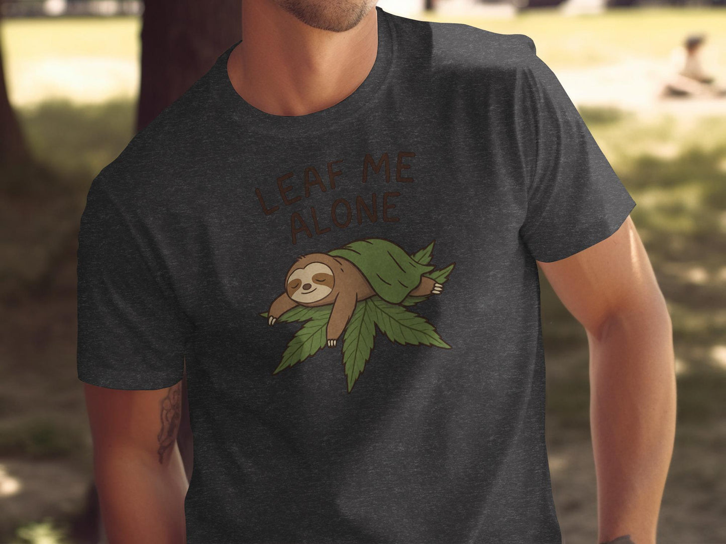 Funny Sloth T Shirt, Leaf Me Alone Graphic Tee, Cute Lazy Animal Print, Men's Casual Shirt, Comfortable Everyday Wear, Gift Idea