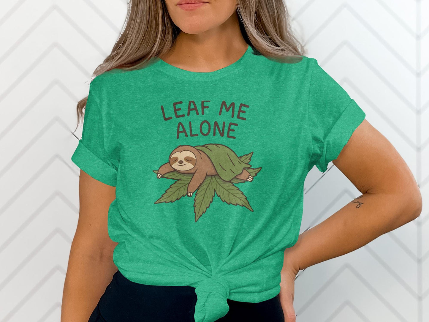 Leaf Me Alone Sloth T-shirt, Cute Sloth Design, Funny Graphic Tee, Sloth Lover Gift, Women's Casual Wear, Graphic T-shirt