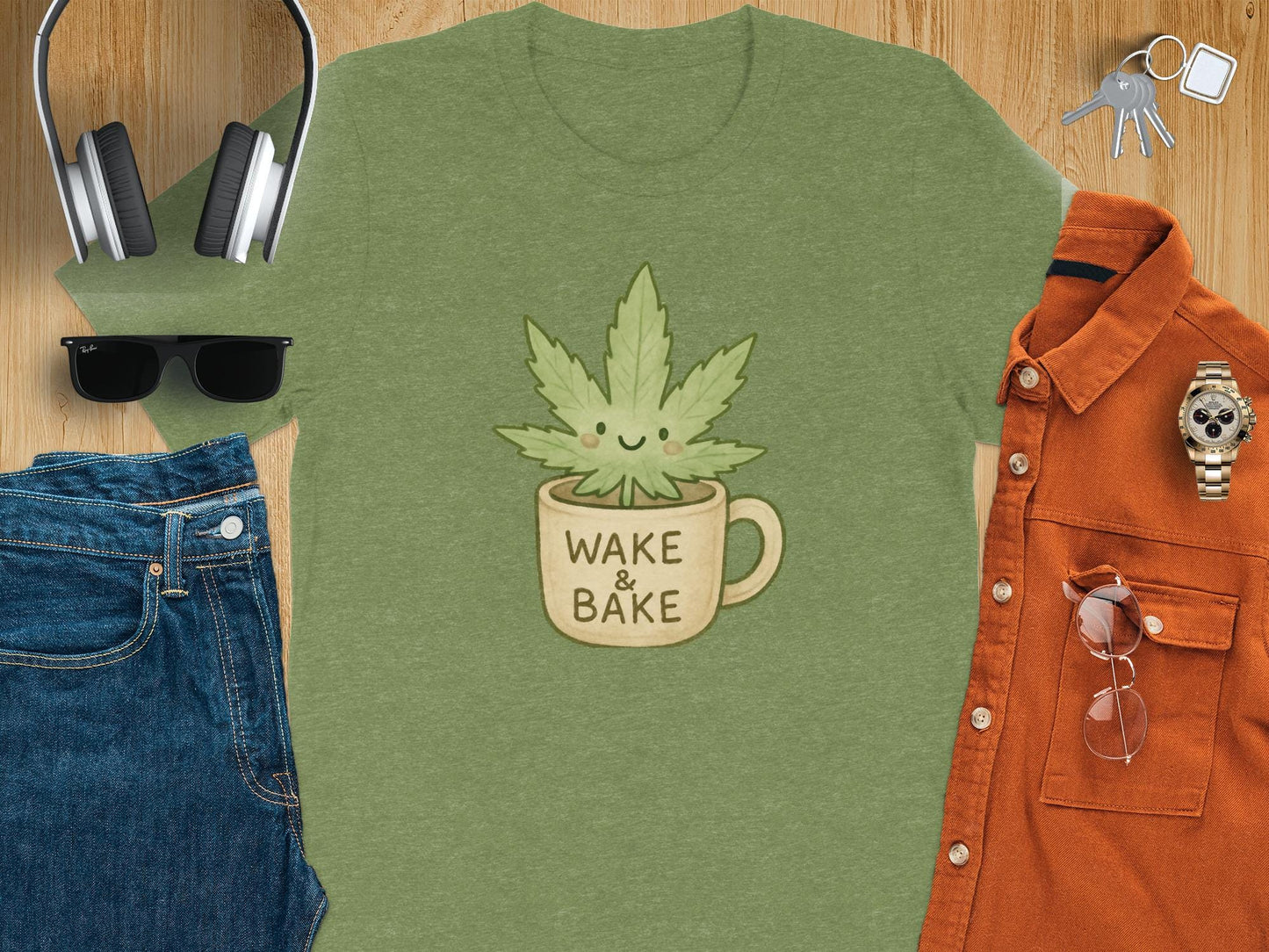Wake and Bake Shirt, Cute Cannabis Coffee T-Shirt, Funny Marijuana Tee, Weed Lover Gift, Stoner Apparel, Coffee and Weed Shirt