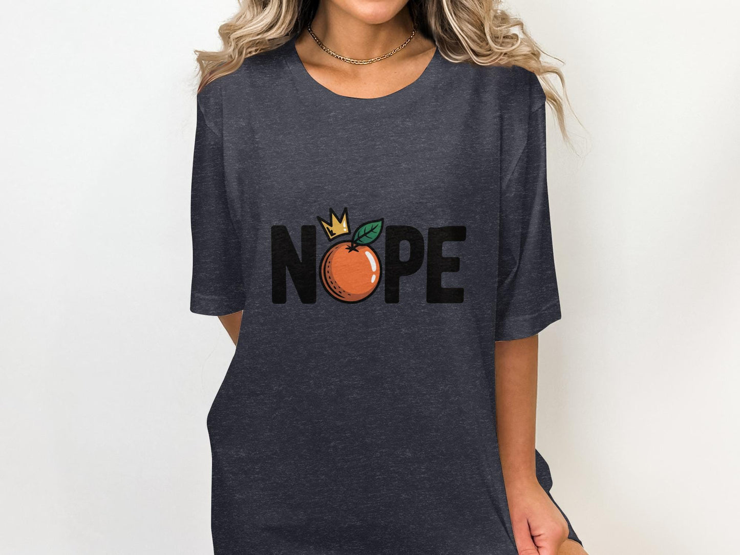 Nope Orange T-Shirt, Funny Graphic Tee, Trendy Novelty Shirt, Unisex Casual Top, Cute Fruit Design, Comfy Everyday Wear, Statement Tee